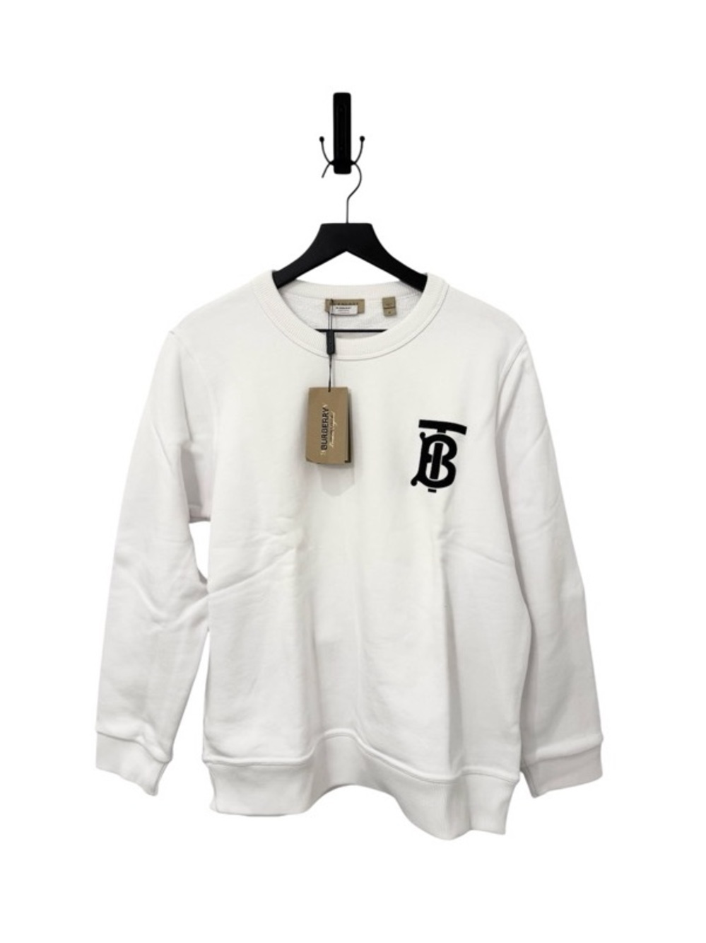 NEW BURBERRY White Logo Crewneck Sweatshirt